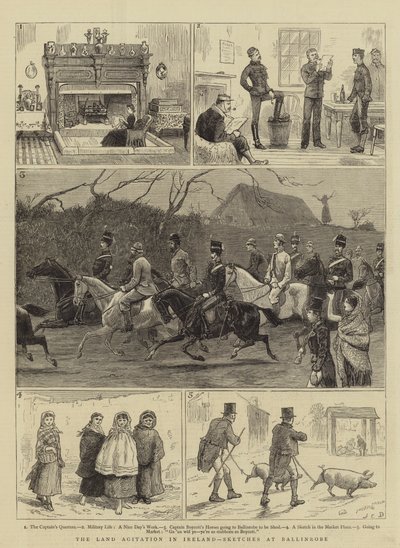アイルランドの土地攪拌、Ballinrobeでのスケッチ 作： John Charles Dollman